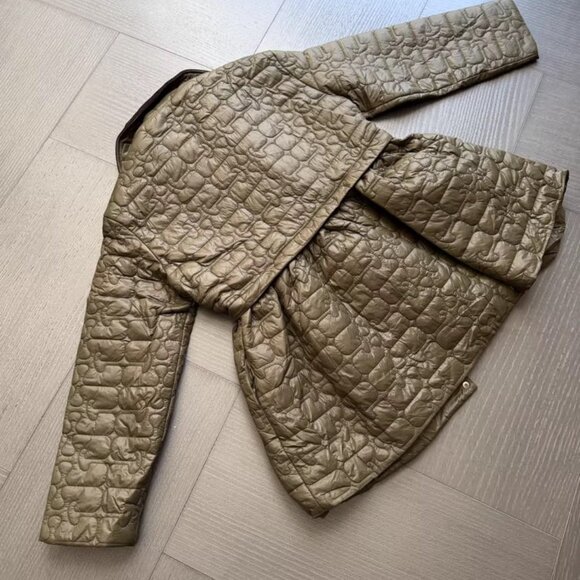 Ganni Quilt Midi Jacket Dark Green NWOT - Picture 8 of 10